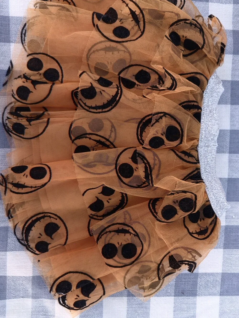 Nightmare Before Christmas Jack Skellington Mesh Skirt with Silver Waistband, 2T